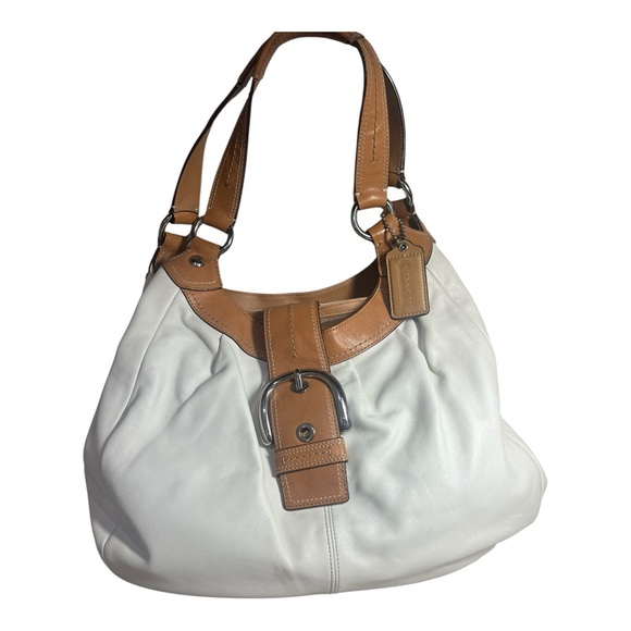Coach Handbags - Coach Soho Small Leather Hobo Bag White Tan Buckle Shoulder Bag